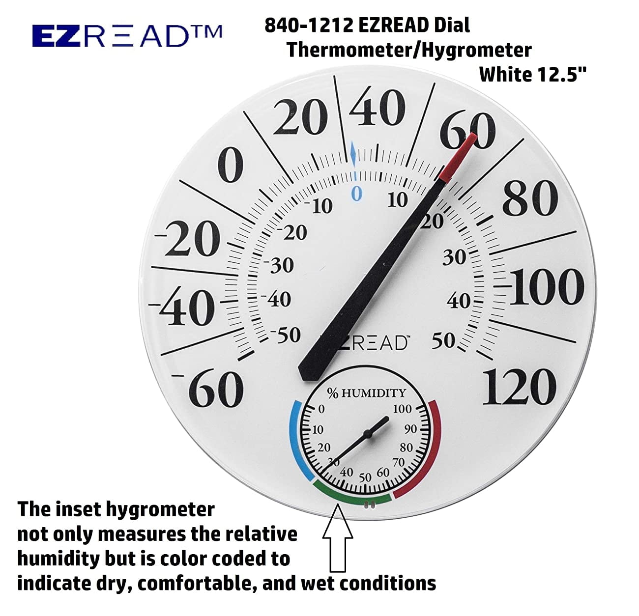 Ez Read 12in Thermometer With Hygrometer