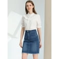 thumbnail image 2 of Falda Vaquera Midi Básica Desgastada De Cintura Alta Con Dobladillo Rasgado Y Lavado Para Mujer Azul vaquero S, 2 of 5