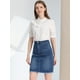 thumbnail image 2 of Falda Vaquera Midi Básica Desgastada De Cintura Alta Con Dobladillo Rasgado Y Lavado Para Mujer Azul vaquero S, 2 of 5