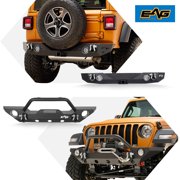 EAG Rear+ Front Bumper with Winch Plate & Fog Light Hole for 18-22 JL Wrangler