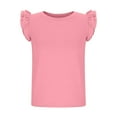 thumbnail image 5 of AherBiu Toddler Girls Clothes Summer Tops Ruffle Cap Sleeve Crewneck Cotton Tshirt Cute Tees for Kids Teens, 5 of 7
