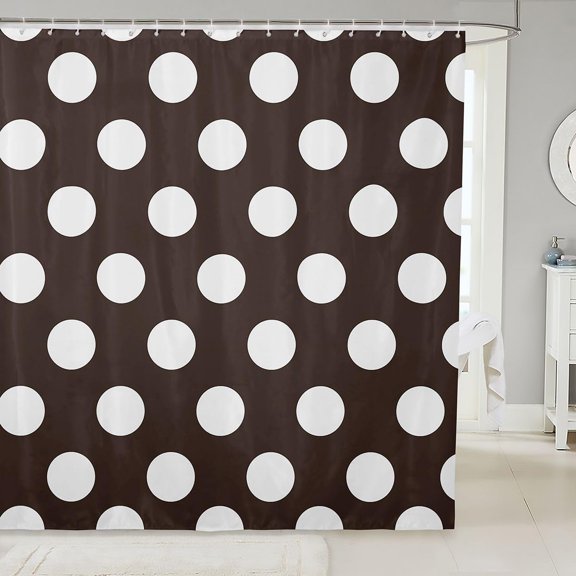 Brown Polka Dot Shower Curtain for Bathroom Waterproof Fabric 71x71 inches