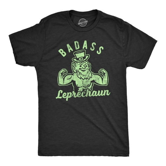 Mens Badass Leprechaun T Shirt Funny Fitness Workout St Patricks Day Green Graphic Tee Graphic Tees