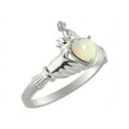thumbnail image 3 of RYLOS Rings 14K White Gold Claddah Love, Loyalty & Friendship Ring Heart 6MM Gemstone & Diamond Claddagh Rings Exotic Opal African Jewelry Size 11, 3 of 6