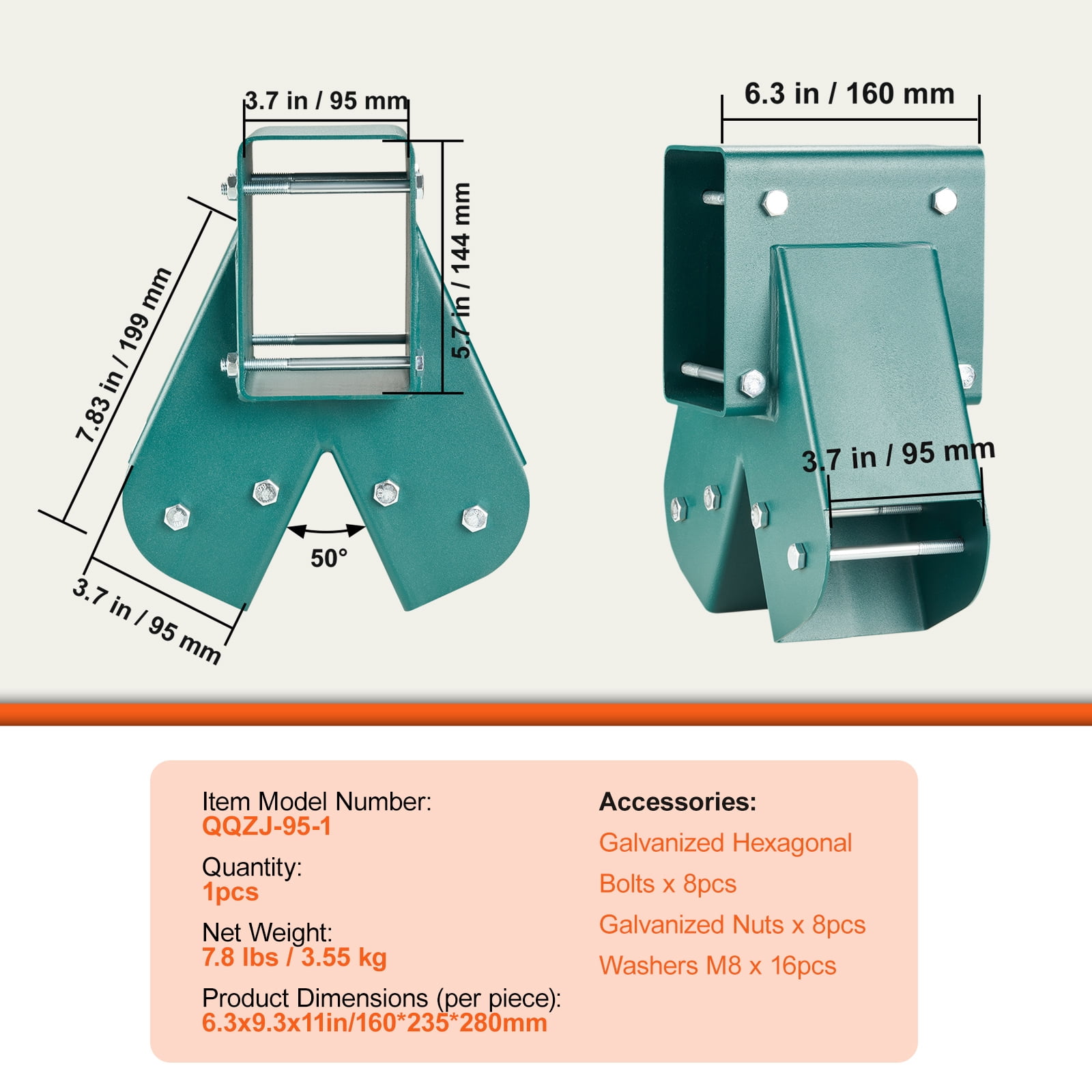 KFFKFF A-Frame Central Swing Set Connectors, Robust Carbon Steel Swing Set Components with Installation Accessories, Do-It-Yourself Swing Set Connector Kit for 4x4 Posts & 4x6 Crossbeam, Green