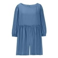 thumbnail image 4 of Lenpel Women's Rompers Trendy Summer Long Sleeve Boat Neck Causal Loose Short Jumpsuits One Piece Beach Vacation Outfits, 4 of 6