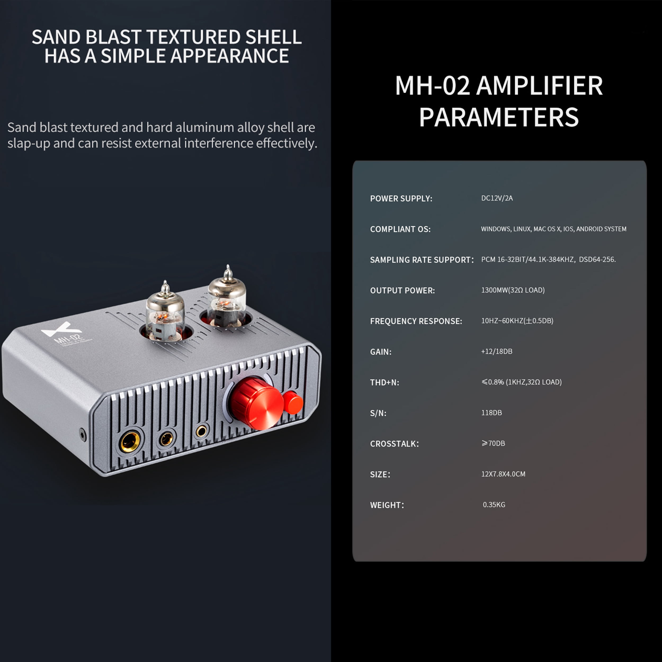 xDuoo MH-02 USB DAC,6J1 Tube Headphone Amplifier Combo,1300mW output,as a pre-amplifier,Gray