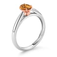 thumbnail image 3 of 925 Sterling Silver and 10K Rose Gold Prongs Orange Red Madeira Citrine Solitaire Engagement Ring for Women (0.40 Cttw, Oval 6X4MM, Gemstone Birthstone, Available in Size 5, 6, 7, 8, 9), 3 of 4