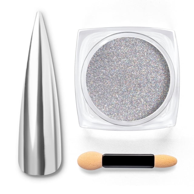 Esmalte de gel de escarabajos, polvo de uñas cromado plateado, efecto metálico, pigmentos de manicura con brillo de uñas de salón premium para diseño de arte de uñas, 0,04 oz/1g