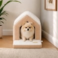 thumbnail image 3 of PAWZ Road Dog Cave Bed, Soft Pet Cave with Removable Cushion, Cozy Pet House for Small Dogs & Cats, Brown, 3 of 12