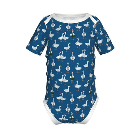 

Junzan Cartoon Geese With Xmas Print Short-Sleeve Baby Climbing Clothes Bodysuits for Infant One-Piece for Baby Boys & Girls Baby Clothes Baby Romper with Snap Closure-2 Years