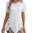 thumbnail image 2 of Nouveau d'Été pour Femmes T-Shirt à Col Rond pour Femmes à Manches Courtes Boutonné, 2 of 8