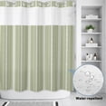 thumbnail image 3 of No Hook Shower Curtain, Boho Sage Green Shower Curtains for Bathroom with See Through Top Window, Minimalist Farmhouse Striped Waterproof & Washable Bath Curtain 66"x72", 3 of 9