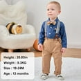thumbnail image 3 of WESIDOM Baby Boy Clothes 0-18M Newborn Infant Gentleman Outfit, Shirt+Bowtie+Beret+Suspender Pant Baby boy Suit Clothing Set, 3 of 16