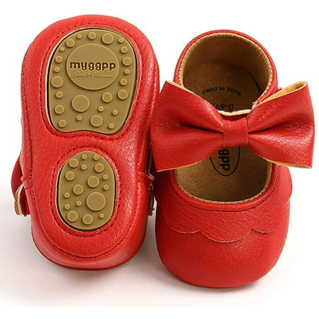 Baby Girl Mary Jane Flats Shoes Non Slip Soft Sole Infant Toddler First Walker Wedding Princess Dress Crib Shoes