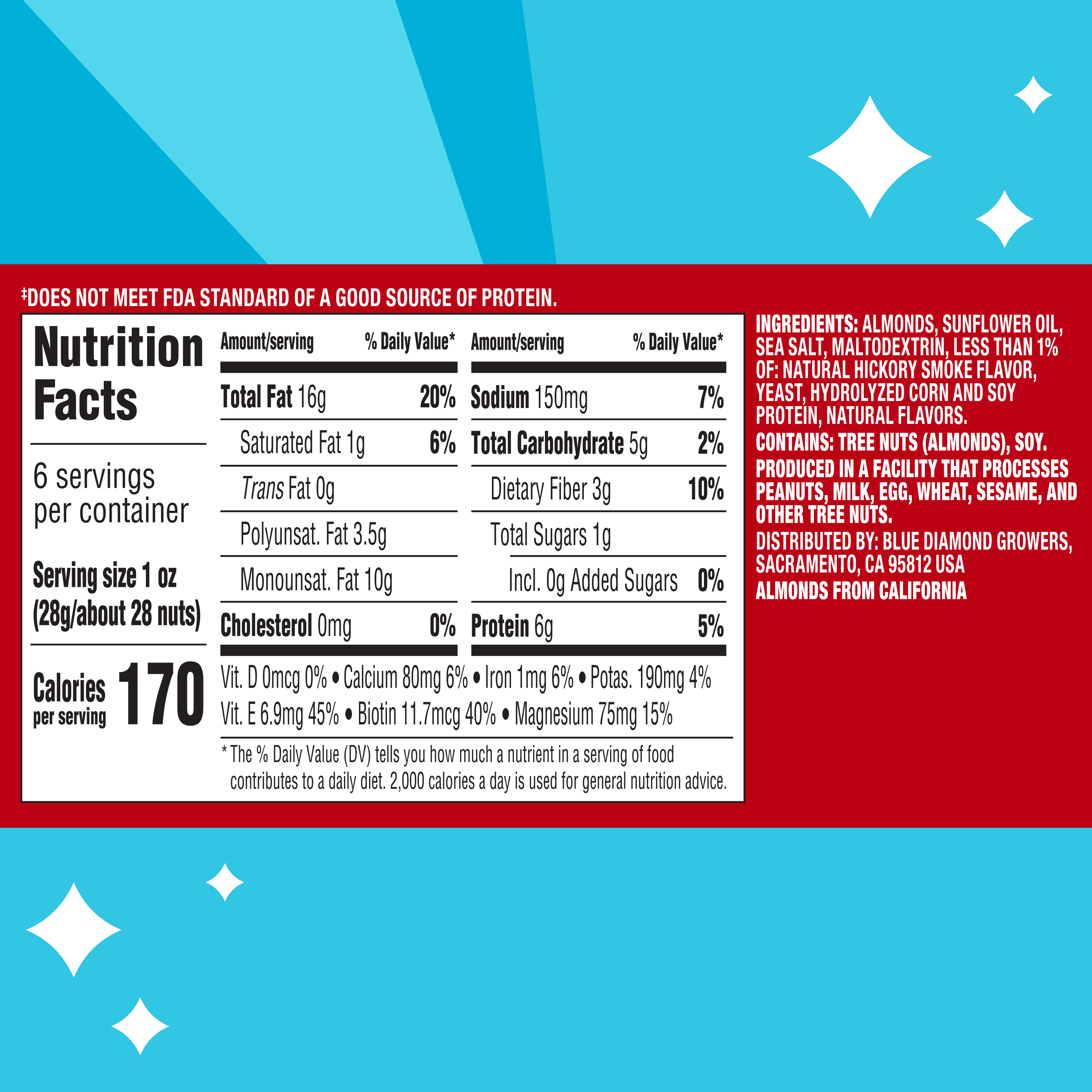 (12 pack) Blue Diamond Almonds, Classic Smokehouse Flavored Healthy Snack Nuts Perfect for Snacking and On-The-Go, 6 oz