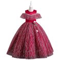 thumbnail image 4 of Vestido infantil Vestido de princesa Vestido de niña de flores estilizado con hilo hinchado Vestido de niña de flores para boda Vestido de niña para presentación de piano, 4 of 6