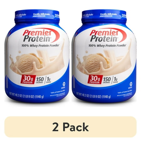 (2 pack) Premier Protein 100% Whey Protein Powder, Vanilla Milkshake, 30g Protein, 29 Servings