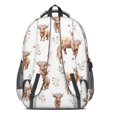 thumbnail image 3 of Highland Cow and Flower Print Backpack for School, Cute School Bag with Adjustable Shoulder Straps and Padded Back, 16.9"x12.6"x5.9", 3 of 5