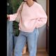thumbnail image 5 of Suéteres de Cuello en V para Mujer, Suéteres Negros, Tops de Punto Básicos de Otoño con Dobladillo Alto y Bajo, Suéter Informal. Rosa L, 5 of 7
