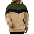 thumbnail image 2 of WTOBBY Men's Color Block Hooded Sweatshirt with Drawstring, Casual Loose Fit Sport Pullover Large Pocket, Gym Streetwear Essential,Dark Green L, 2 of 4