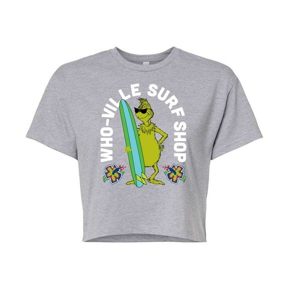 The Grinch - Whoville Surf Shop - Juniors Cropped Cotton Blend T-Shirt