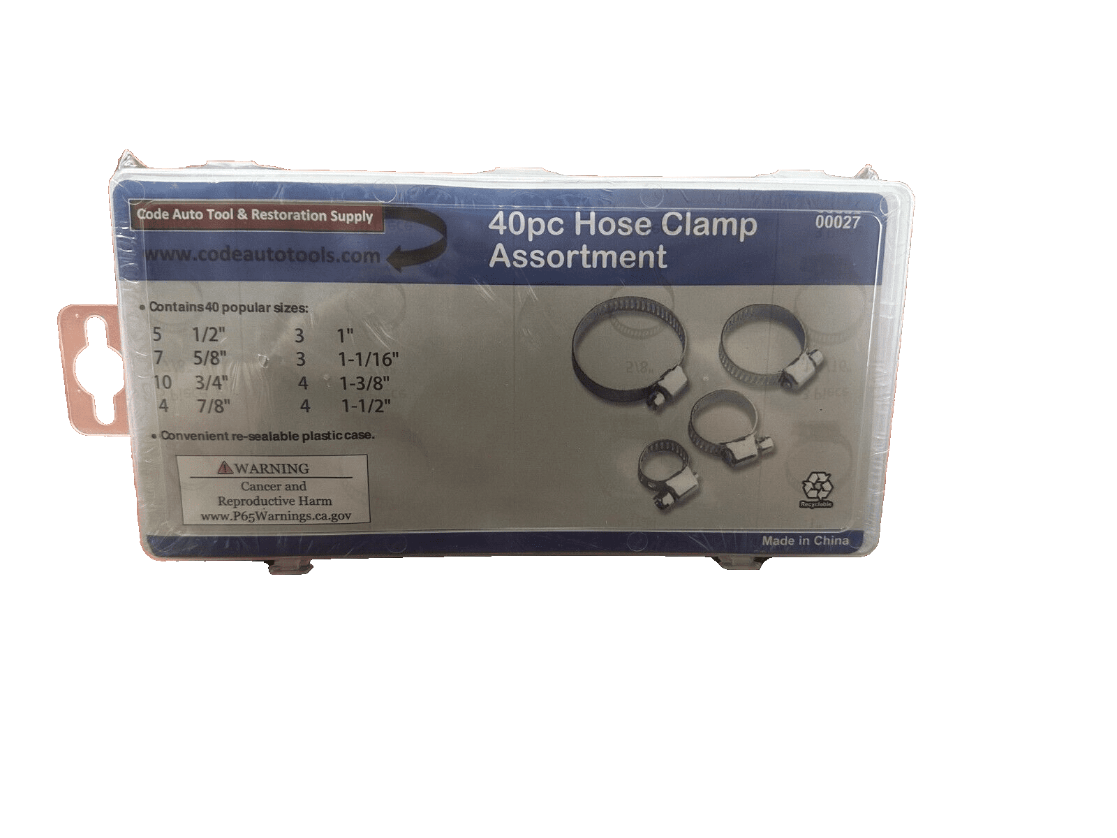 40Pc Hose Clamp Assortment Set Sizes 1/2" to 1-1/2"Gear Type Assorted Clamps