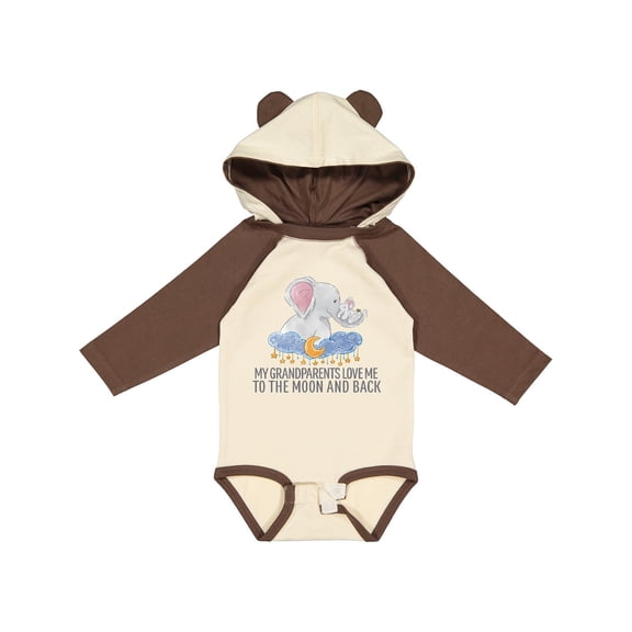 Inktastic My Grandparents Loves Me to the Moon and Back Elephants Boys or Girls Long Sleeve Baby Bodysuit