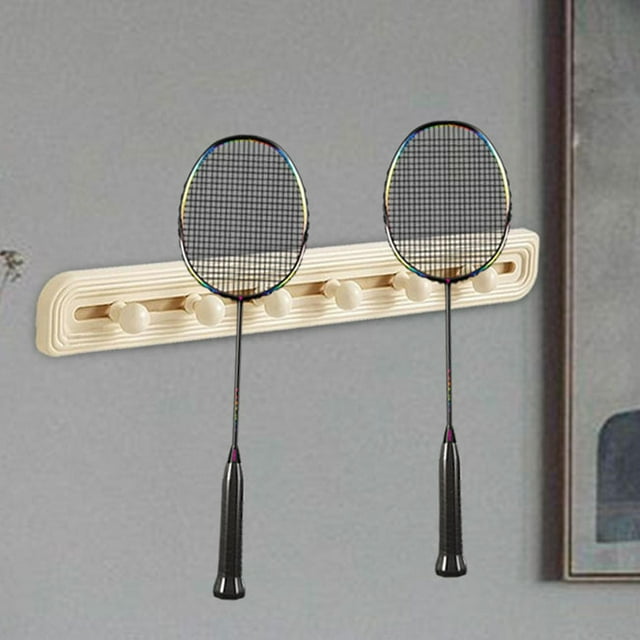 Estante de raqueta montada en la pared rejilla de almacenamiento de racket de servicio pesado para dormitorio de gimnasio en amarillo