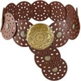 thumbnail image 1 of Cinturón bohemio vintage de 1,05 m para mujer, cinturón ancho de cuero estilo western, cinturón vaquero de 9 cm de ancho para faldas y vestidos, 1 of 9