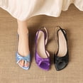 thumbnail image 6 of SACFOF Women Chunky Block Mid Heel Square Toe Sandals Ankle Strap Slingback Bow-knot Party Cute 1.5 Inches Heels, 6 of 6