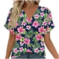 thumbnail image 2 of Blczomt Pink Spring Tops for Women 2026 Y2K Lightweight V Neck T Shirt Short Sleeve Dressy Graphic,S, 2 of 7