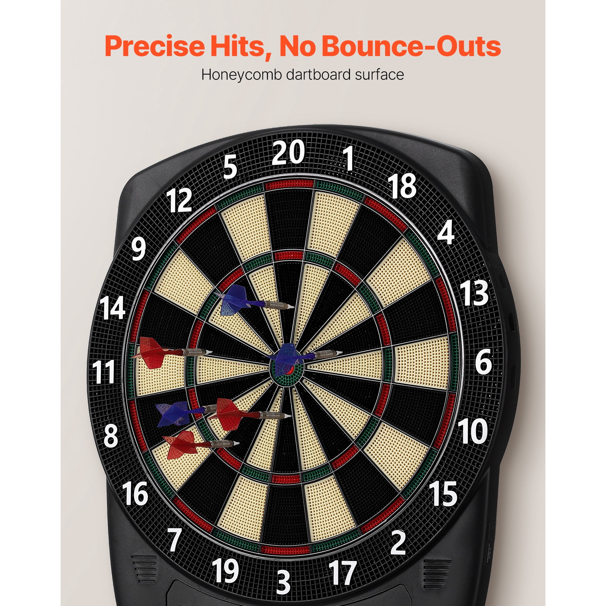 KFFKFF Electronic Dart Board with 13.5" Target, 43 Games & 200+ Variations for Up to 8 Players, Includes 6 Dart Shafts, Flights, and 50 Soft Tips, LCD Scoring Screen for Home and Party Use