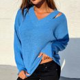 thumbnail image 2 of Moda mujer Casual manga larga cuello en V sólido señoras tejido suéter Tops Fridja ghj987+5527, 2 of 8
