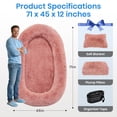 thumbnail image 2 of Human Dog Bed for Adults and Pets, Oversized 71"x45"x12" Memory Foam Bed with Plump Pillow, Blanket, Strap for Relaxing at Home, Pink, 2 of 6
