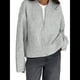 thumbnail image 2 of Suéter Tipo Cárdigan de Punto Grueso con Cremallera para Mujer, Abrigo de Otoño con Mangas Largas y Abertura Frontal de Punto Acanalado Gris L, 2 of 8