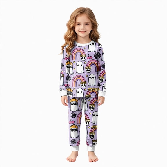 Gerichy Halloween Girls 2 Peice Pajamas Sets Hallowmas Pumpkin Graphic Long Sleeve Sleepwear Tops Pants Pjs Set for Kids Cozy Loungewear Homewear 2T-9T