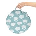 thumbnail image 2 of Rain Round Floor Cushion with Handle, Repetitive Hearts Raining Clouds Bicolored Pastel Tone Illustration, Decorative Pillow for Living Room & Dorms, 18" Round, Pale Slate Blue White, by Ambesonne, 2 of 4