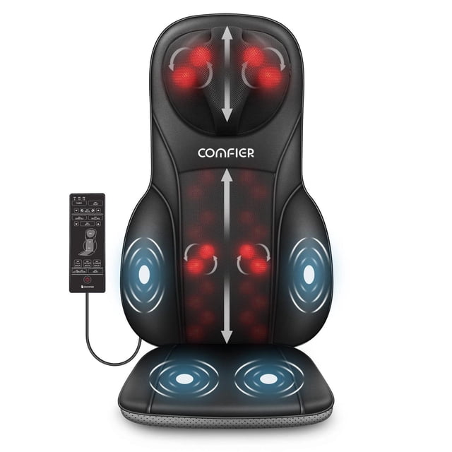 Masajeador De Espalda Shiatsu COMFIER Gris Acolchado Con Calor Para Uso Doméstico En La Oficina Para