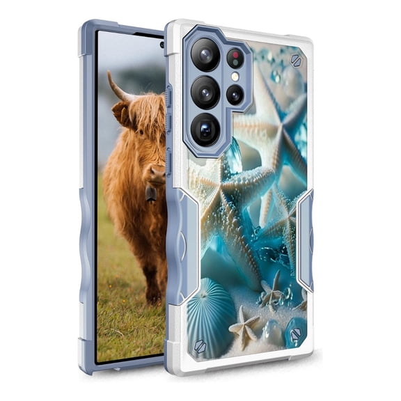 Samsung Galaxy S25 Ultra Case, Rosebono Hybrid Dual Layer Graphic Design Pattern Heavy Duty Protection Case For Samsung Galaxy S25 Ultra (Starfish)