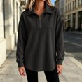 thumbnail image 4 of cocolona Tunic Sweatshirts for Women Long Sleeve Lapel Half Zip Pullover Tops Casual Loose Curved Hem Workout Sweatshirts, 4 of 7