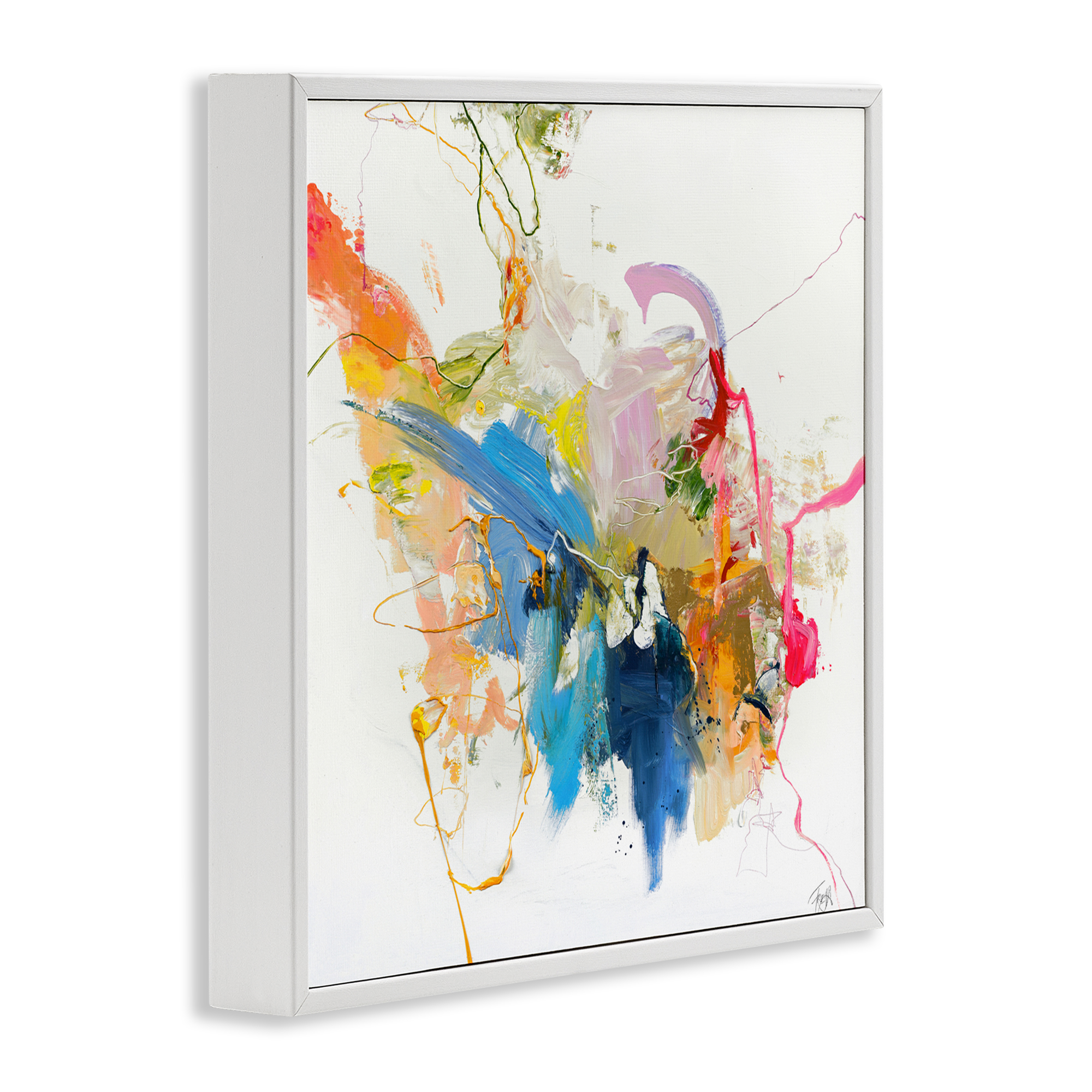 Confident Pink Abstraction White Framed Giclee Art, design by Design Fabrikken