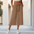 thumbnail image 3 of Stamzod Women's Capri Pants Summer Casual Loose Palazzo Wide Leg Capri Pants with Pockets Fashion Clothing Khaki-4 XL, 3 of 6