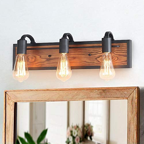 LNC A03440 Bathroom Lighting Fixtures Over Mirror Wooden Farmhouse Vanity Sconce Rustic Wall Lamp