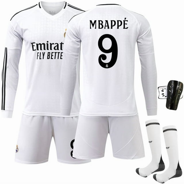 2425 Real Madrid Domicile Uniforme de football Manches Longues No. 9 MBAPPE Ensemble Classique Maillot