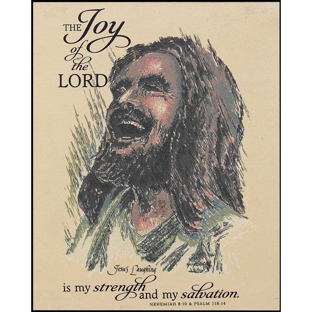 The Joy Of The Lord Laughing Jesus Artistic Brushed 8 x 10 Wood Wall