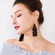 thumbnail image 2 of Pendientes de Borla Negra Brillar Pendientes en Capas Bohemias 3 Niveles, 2 of 3