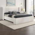 thumbnail image 6 of Benjara Mosy King Platform Bed- White Boucle Upholstered Wingback Headboard, 6 of 6