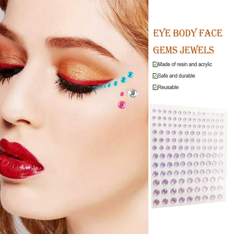 TureClos Eye Gems Rhinestone Stickers Self Adhesive No Glue Body Face  Makeup Jewelry DIY for Women Wedding Party Accessory Supplies HF-110 White  AB 