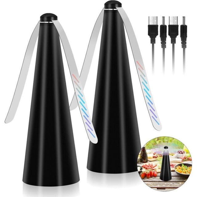 2pc Mosquito Repellent Fan, Black, for Home, Dining, Picnic BBQ - Keeps Flies Insects Away from Food